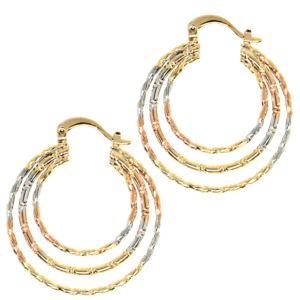 Argolla circular tres caidas - goldfilled tres oro