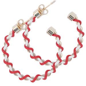 Argolla modelo entrelazado rojo y blanco