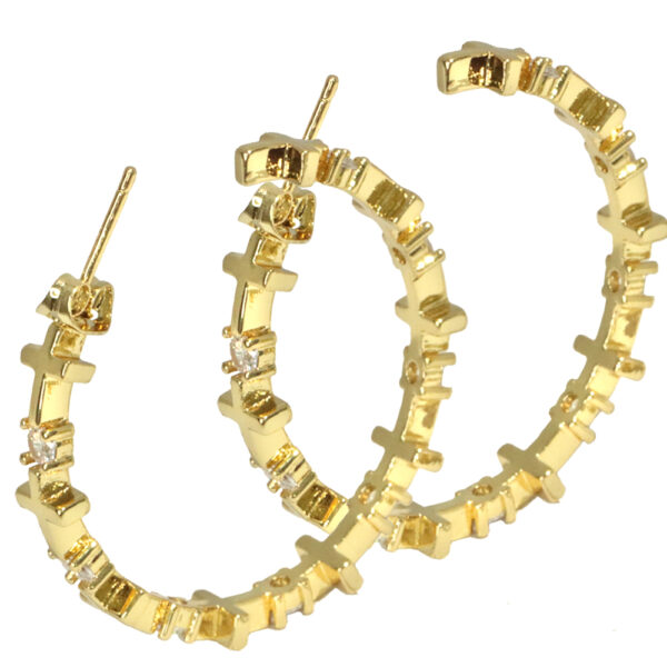 Argolla diseño cruces con microcircón