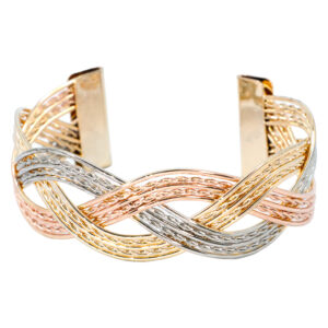Brazalete entrelazado tres hilos - goldfilled tres oros