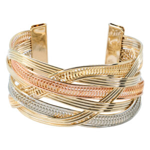 Brazalete lazos grueso - goldfilled tres oros