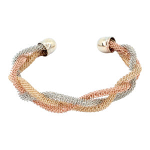 Brazalete espiga entrelazado- goldfilled tres oros