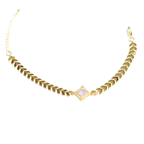 Pulsera diseño circón plateado en forma de rombo