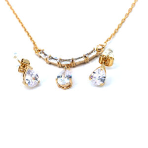 Juego piedrería plateada