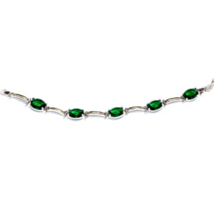 Pulsera plata y oro piedra verde