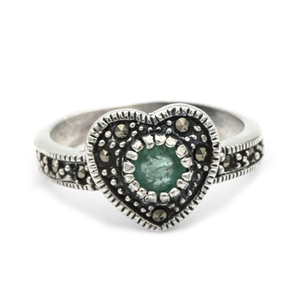 Anillo marquesita corazón piedra natural - Imagen 2