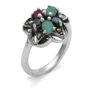 Anillo marquesita petalos  piedra natural