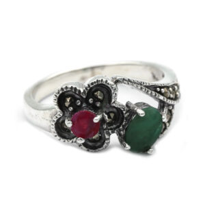 Anillo marquesita  flor piedra natural