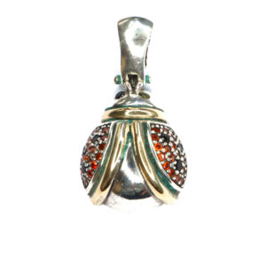 Dije mariquita plata con oro