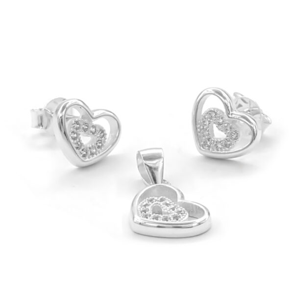 Juego de plata topo y dije corazón