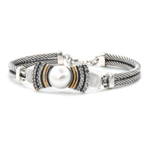 Brazalete plata c/ oro perla