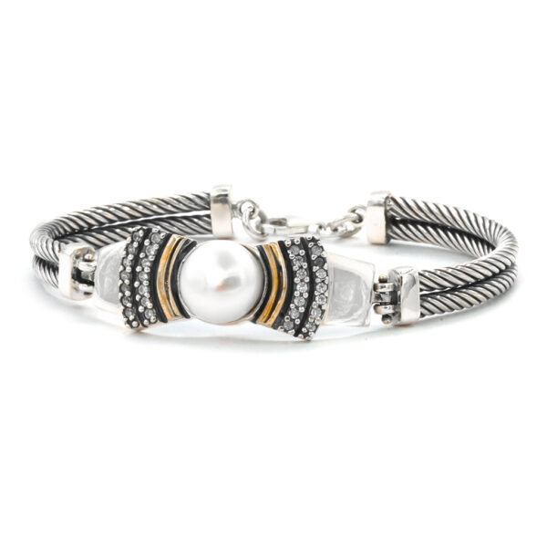 Brazalete plata c/ oro perla