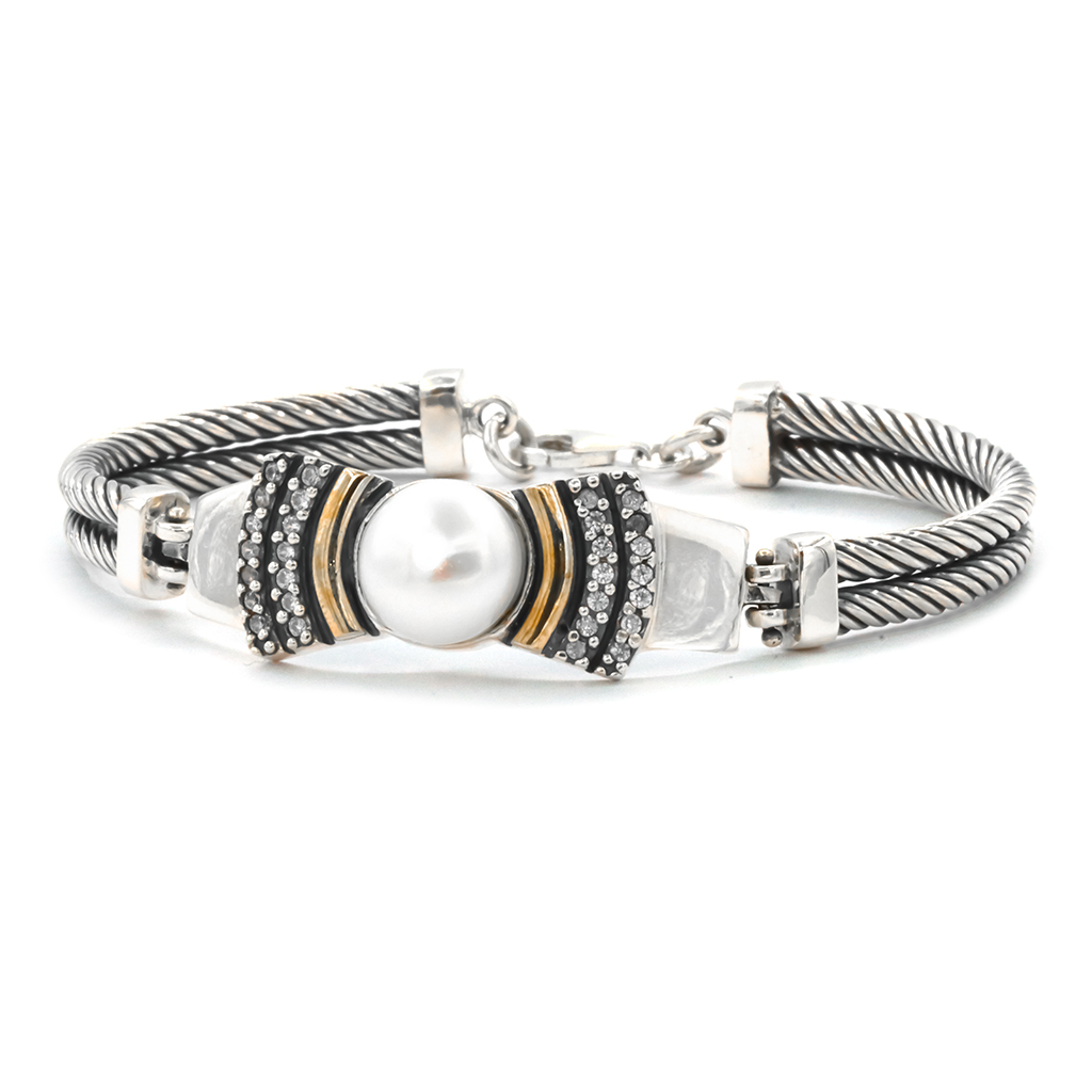 Brazalete perla con plata y oro