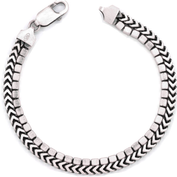 Pulsera doble tejido plata envejecida