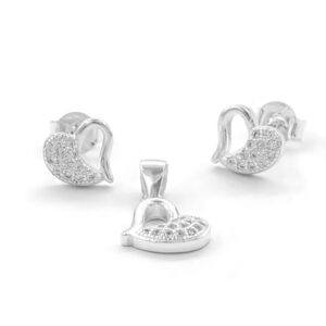 Juego plata y dije corazón roto