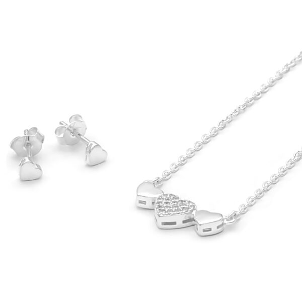 Juego topos y dije corazón c/ cadena