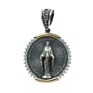 Dije de virgen  plata con oro
