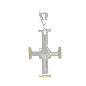 Dije de cruz plata con oro